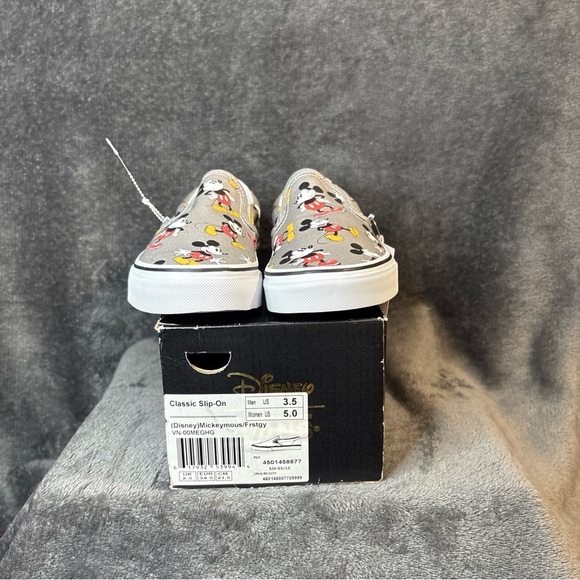 Vans Women's Sz 5 or Men Sz 3.5 Mickey Mouse Gray Slip-On Shoes - Picture 7 of 9